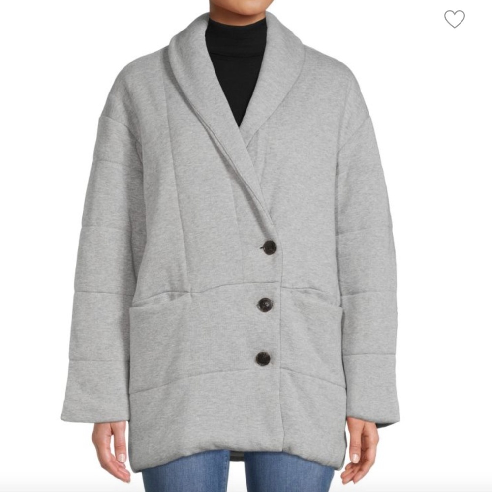 Madewell Light Gray Shawl-Collar Puffer Jacket